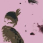 A blurry, stylized image of a child facing away on a pink background, with a black crown above their head and dark splotches nearby—evoking the enigmatic vibe of A.P. ASTRA - Cross.