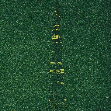 A.P. ASTRA – Burj Khalifa (Dubai green night) Silkscreen and Gold on canvas