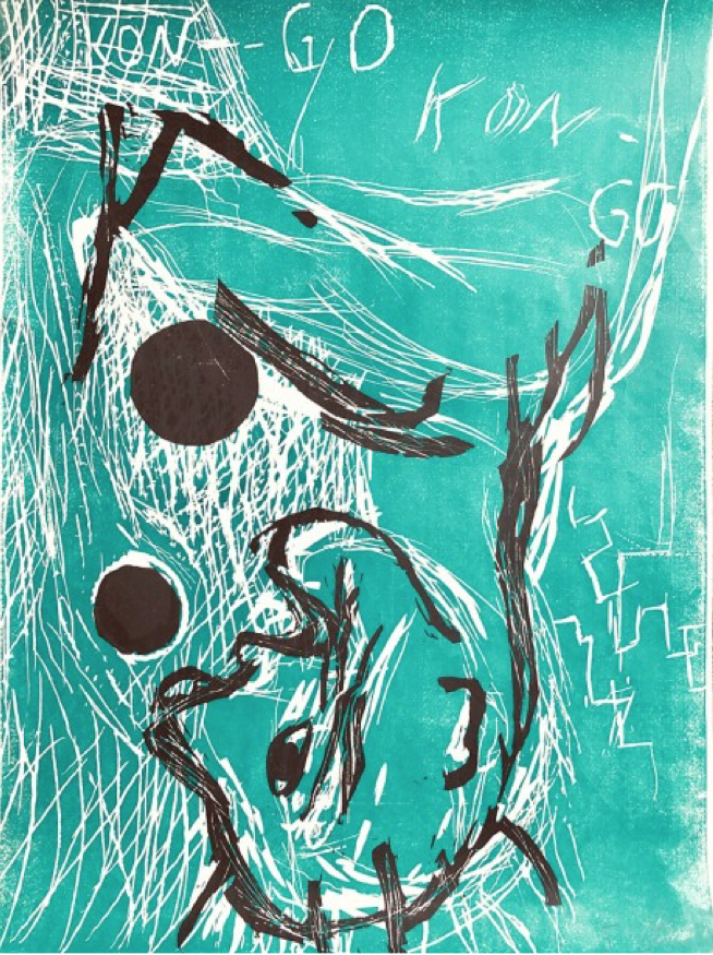 Georg Baselitz, Orangenesser, linol cut. Global Galleries