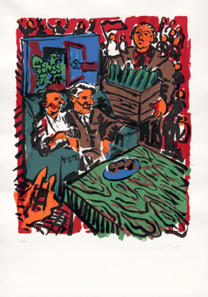 JÖRG IMMENDORF, 3. October 90 - German Reunification, silkscreen. Global Galleries