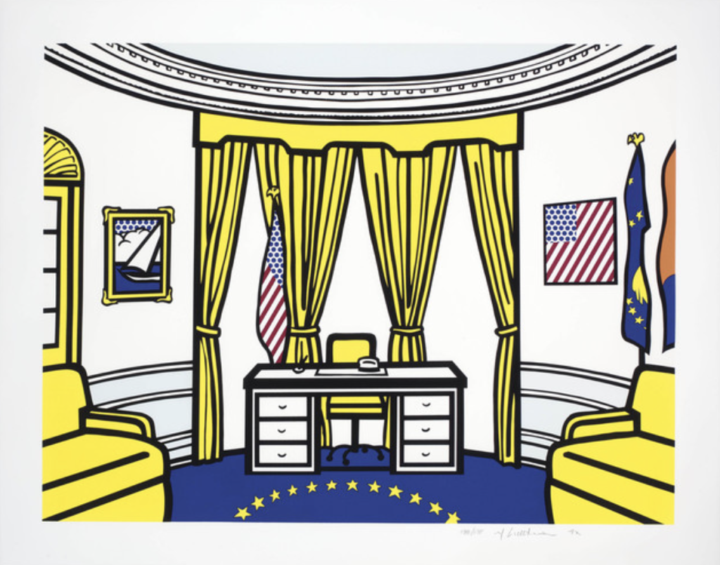 Roy Lichtenstein - The Oval Office, 1992. Screenprint in colours. Global Galleries